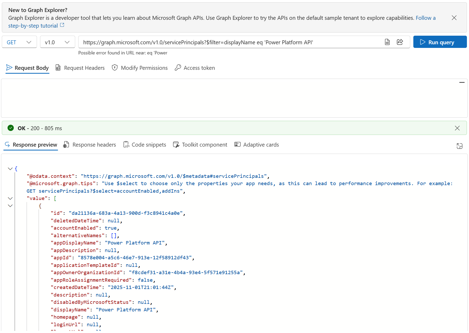 Power Platform API now available in the API permissions list