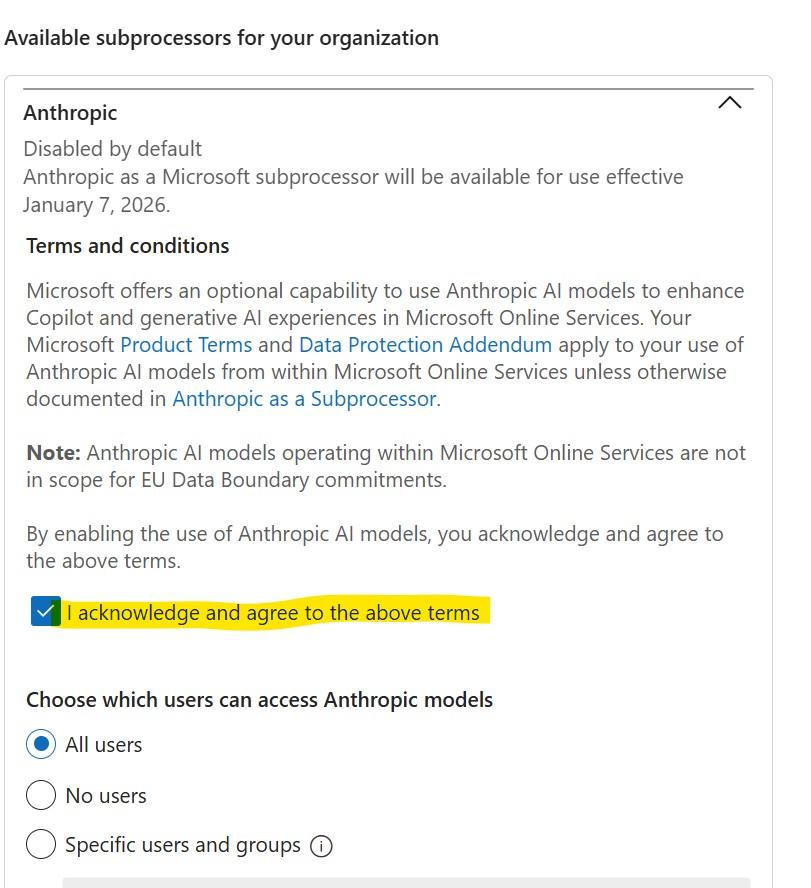 Enable Anthropic model
