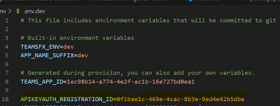 Key defined in env file