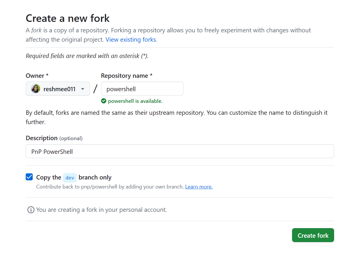 Fork your own repository