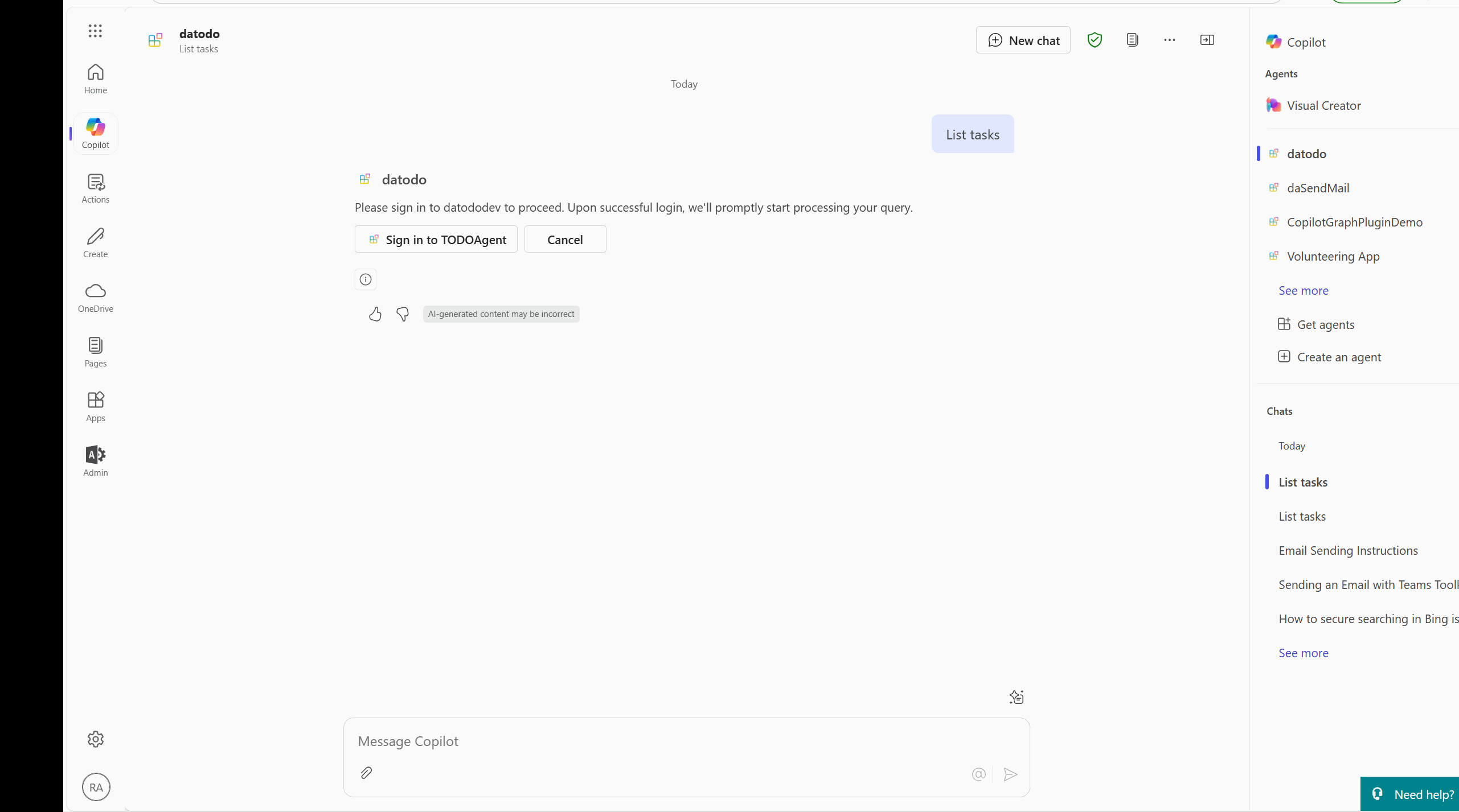 image from Building a Copilot Agent with Microsoft 365 Agents Toolkit and Microsoft Graph Plugin to list my ToDo Tasks