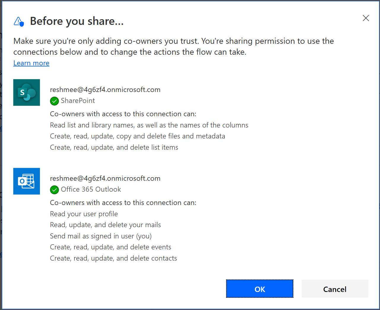 image from Beware When Sharing Power Automate Flows: User Access to Connections