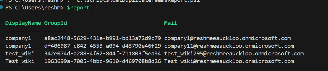 image from Identifying Duplicate Microsoft 365 Group Names Using PowerShell