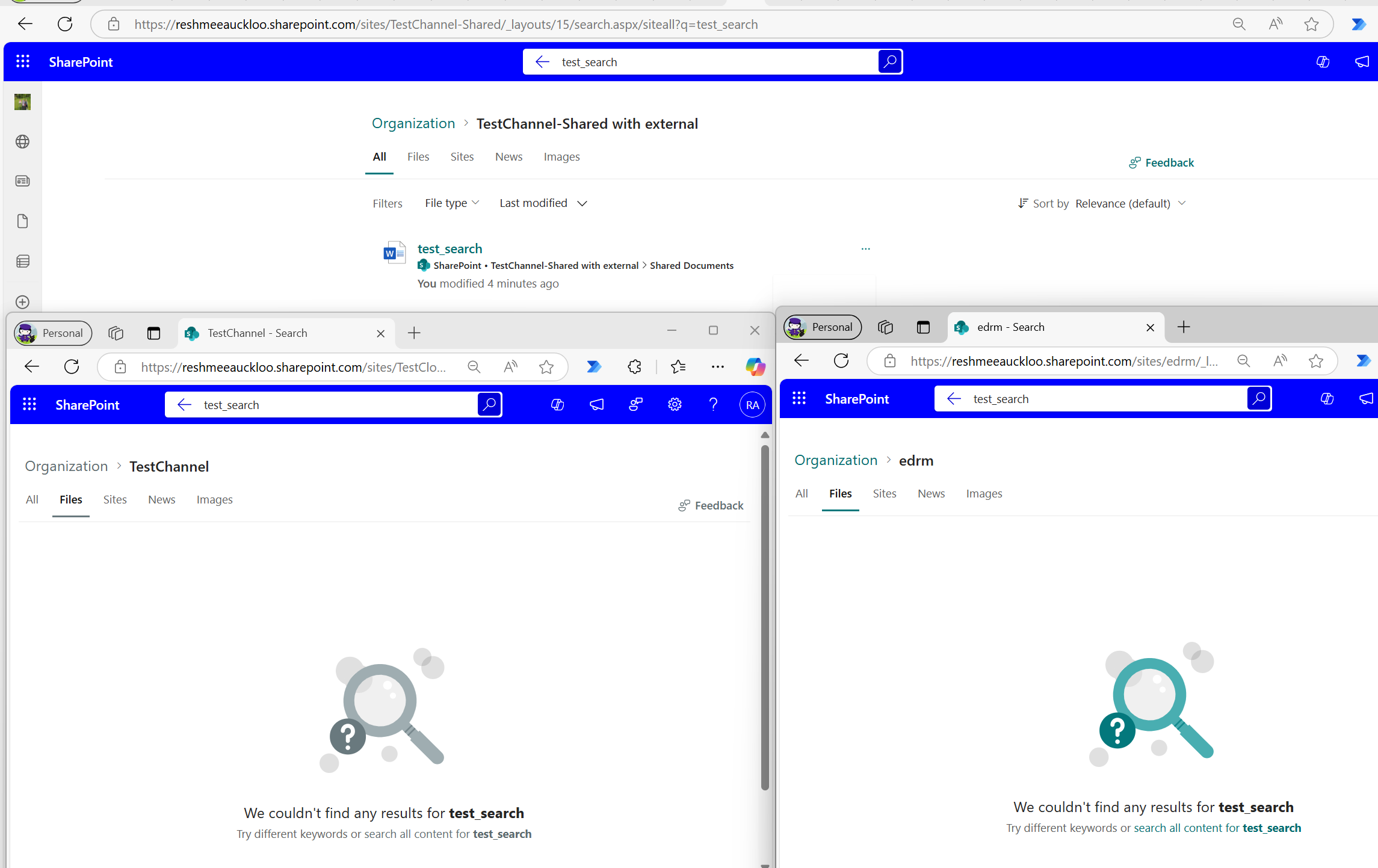 Contents not searchable at SharePoint hub