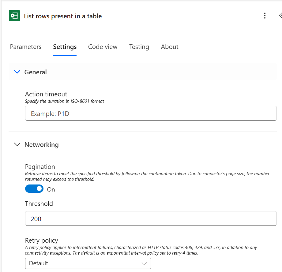 List Rows from table
