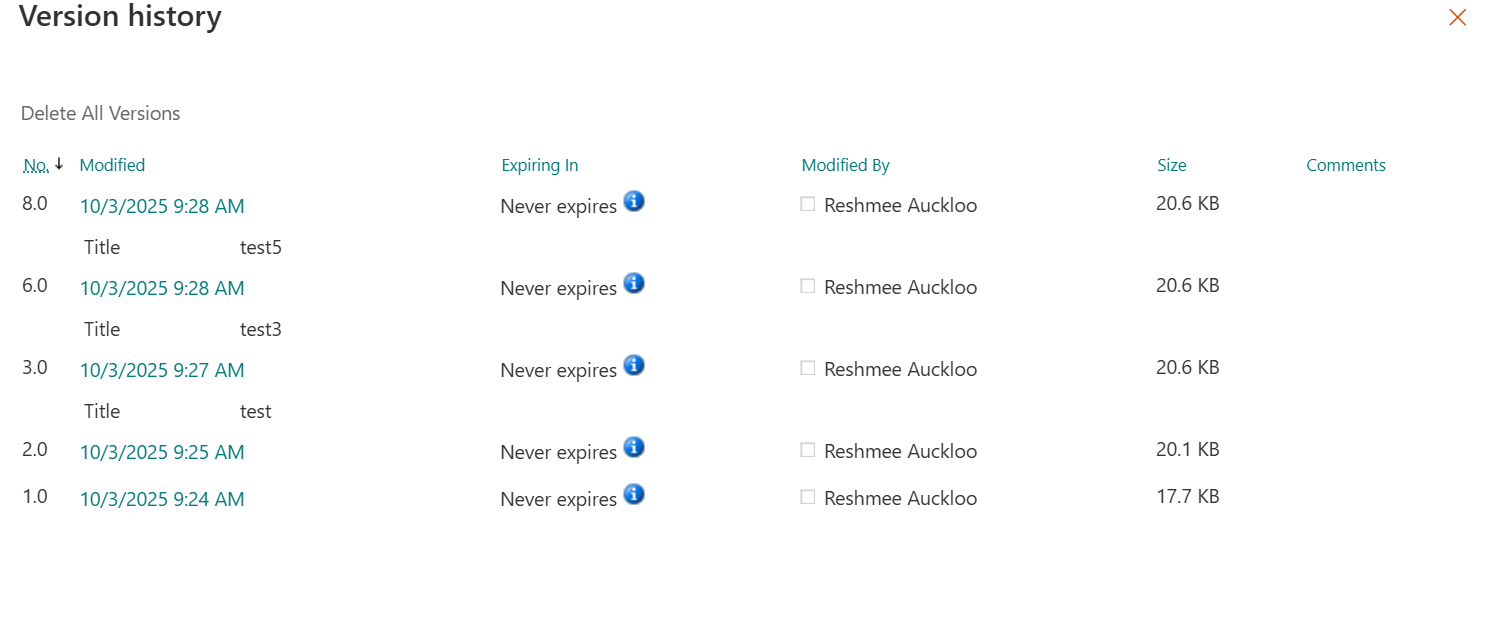 image from How to Set SharePoint File Versions to Never Expire Using PowerShell