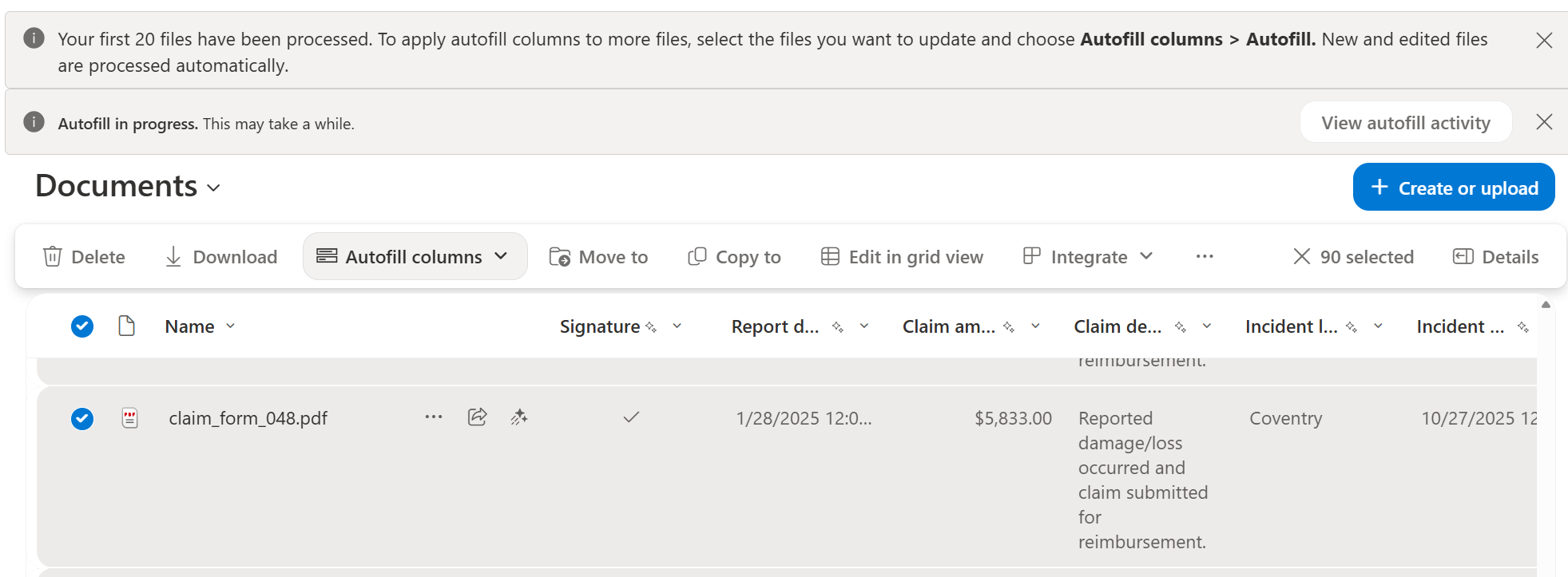 AutoFill applies to first 20 files only