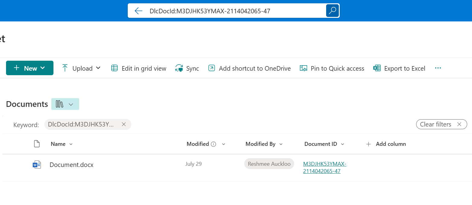 image from How to Search by Document ID in SharePoint