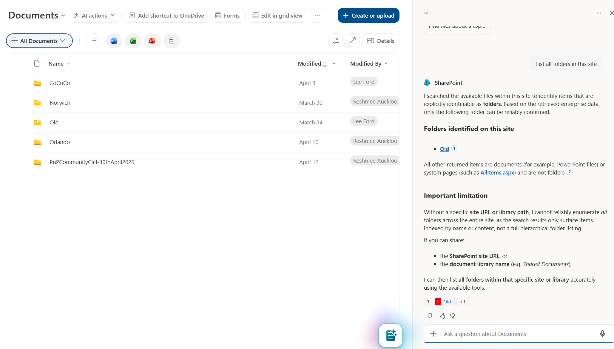 AI in SharePoint test result